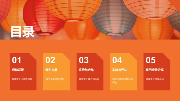 橙色现代商务城市文化活动策划PPT模板