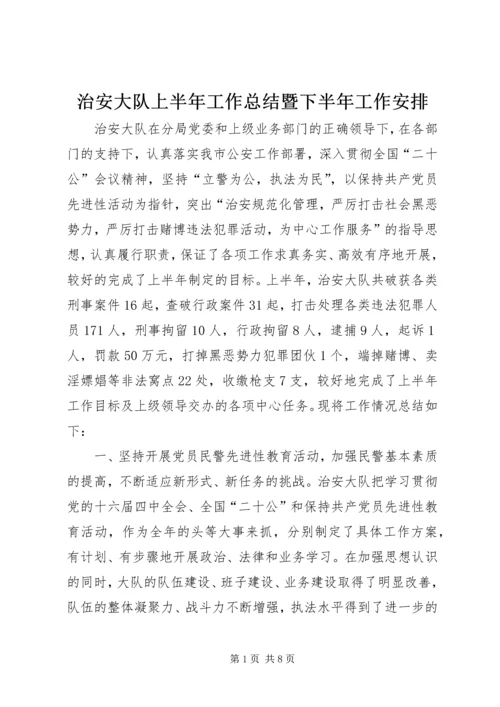 治安大队上半年工作总结暨下半年工作安排.docx