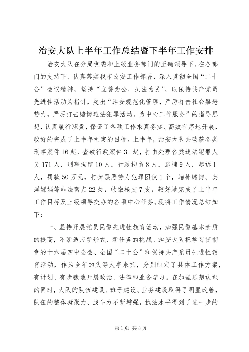 治安大队上半年工作总结暨下半年工作安排.docx
