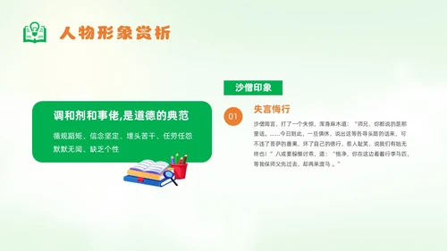 绿色卡通风西游记人物课件