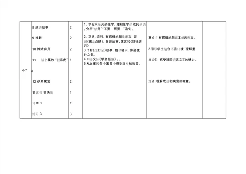 第九册语文教学计划