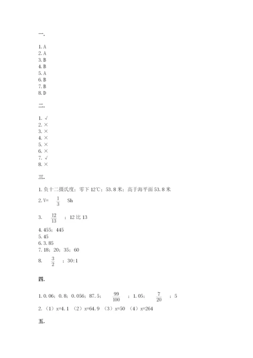 苏教版数学六年级下册试题期末模拟检测卷及完整答案一套.docx