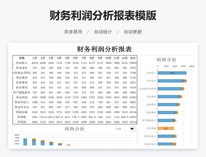 财务利润分析报表模版