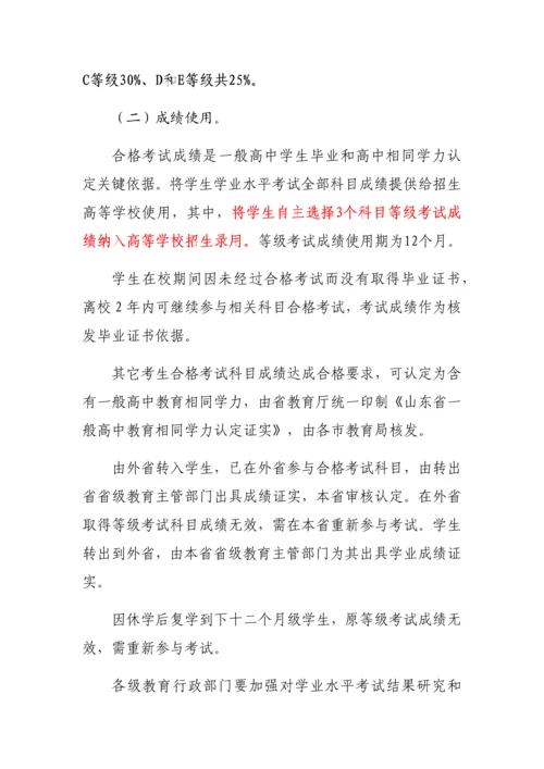 山东省普通高中学业水平考试实施专项方案.docx