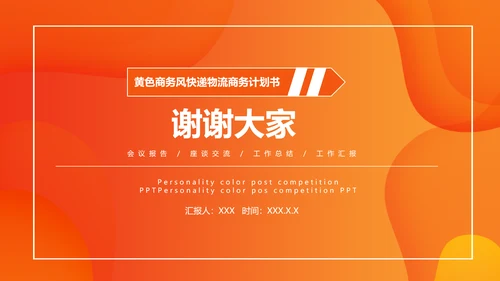 活力橙色商务计划书通用PPT模板