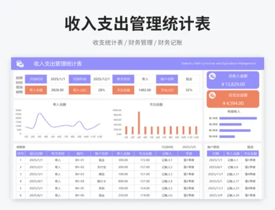 收入支出管理统计表