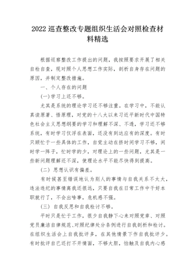 2022巡查整改专题组织生活会对照检查材料精选.docx