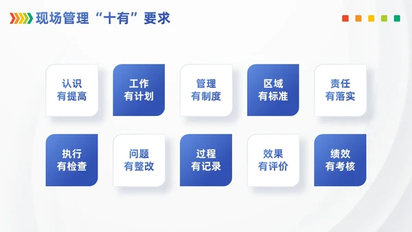 浅色模块现场管理5SPPT模版