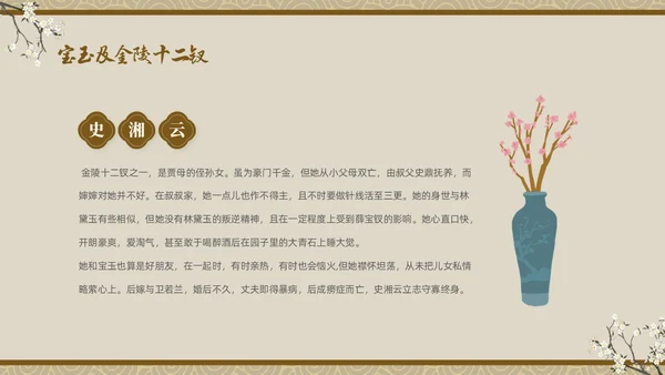 褐色复古中国风中国四大名著之红楼梦人物介绍PPT