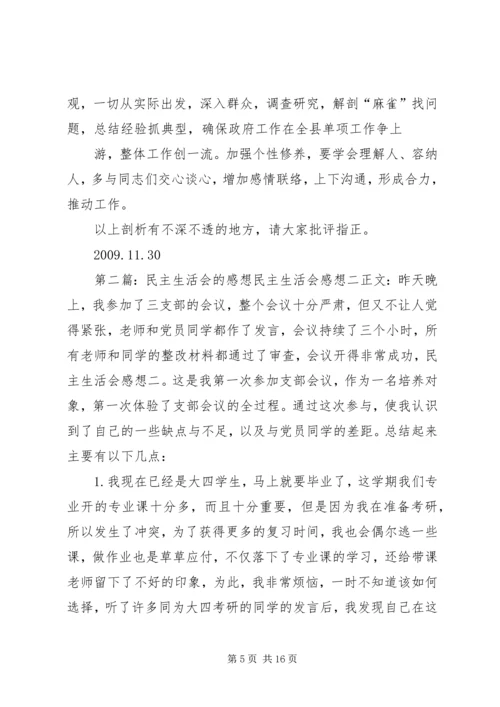 对民主生活会感想的发言.docx