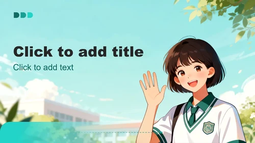 绿色清新卡通风学生会自我介绍PPT主题模板