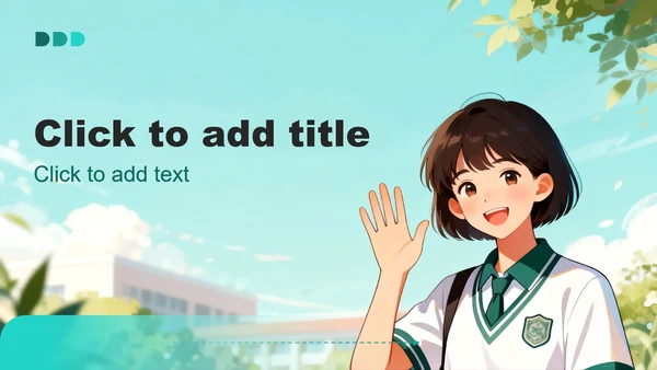 绿色清新卡通风学生会自我介绍PPT主题模板