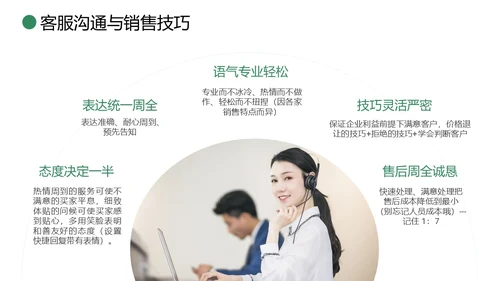 绿色简约商务打造金牌客服团队汇报述职PPT模板客服培训