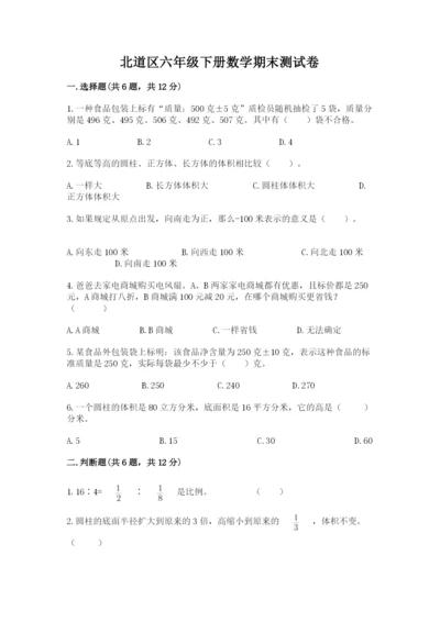 北道区六年级下册数学期末测试卷及1套参考答案.docx