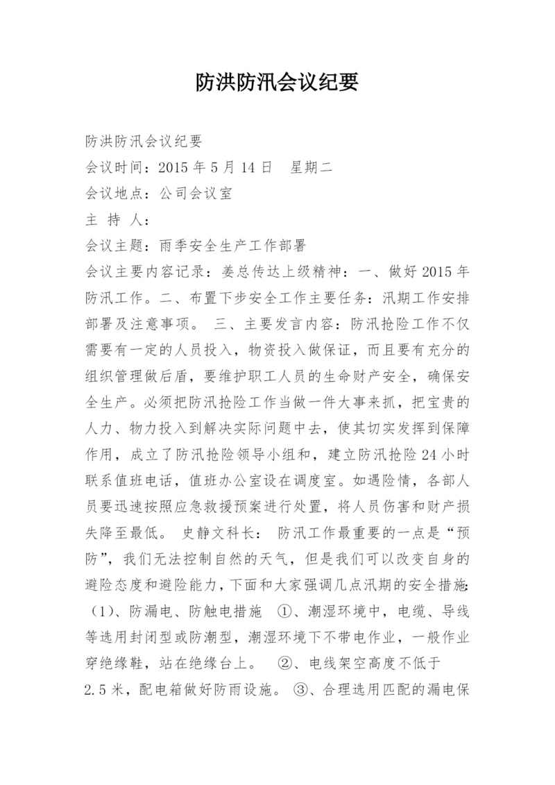 防洪防汛会议纪要.docx