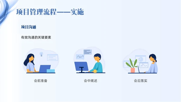 蓝色线条简约项目管理PPT课件