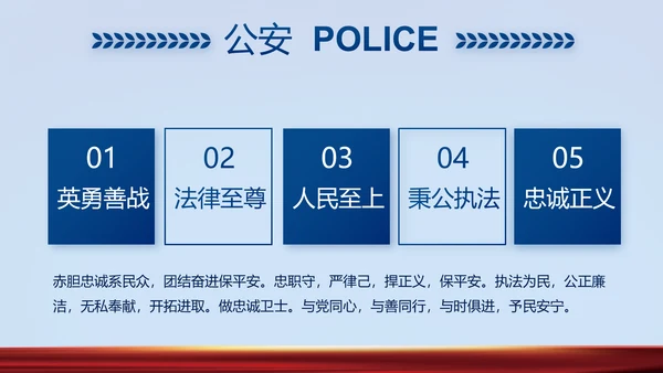 蓝色公安警察风采展示动态PPT模板