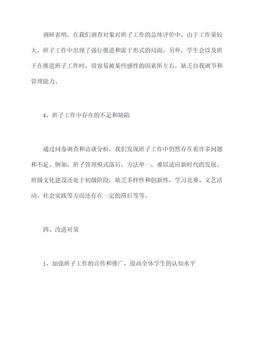 学校班子工作调研报告
