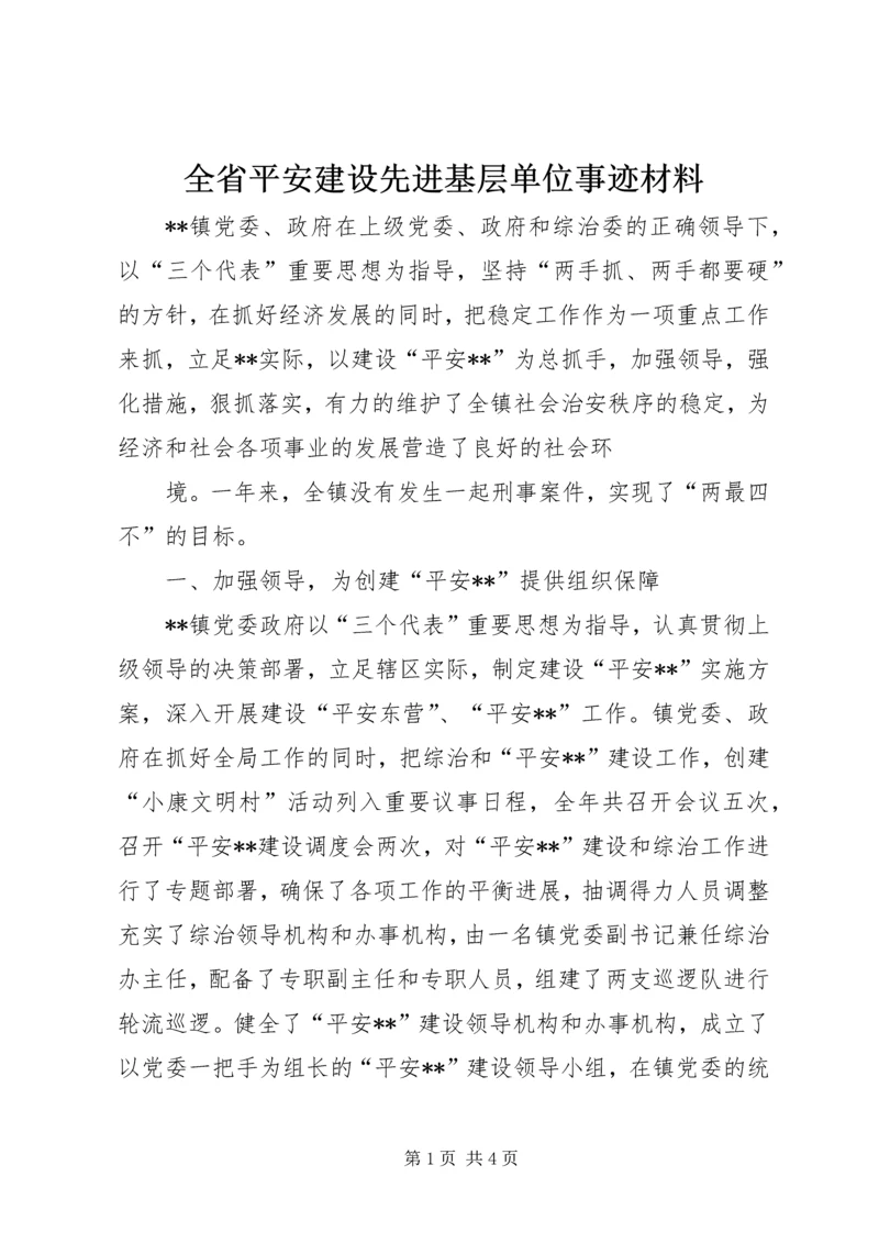 全省平安建设先进基层单位事迹材料.docx