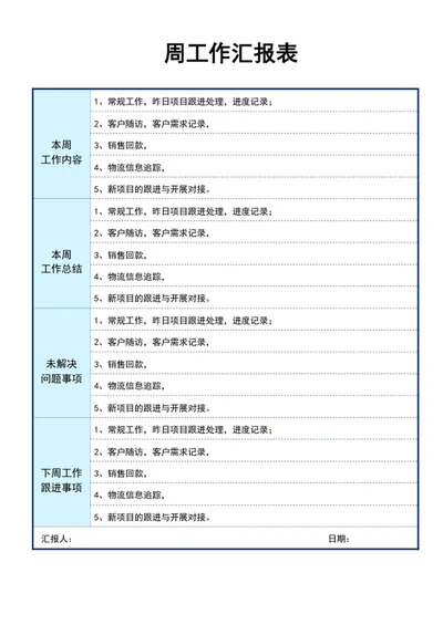 周工作汇报表