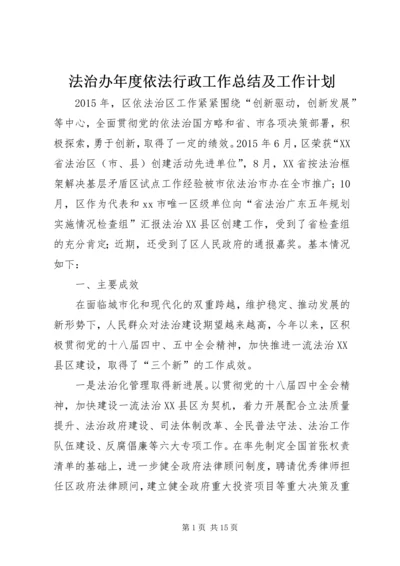 法治办年度依法行政工作总结及工作计划.docx