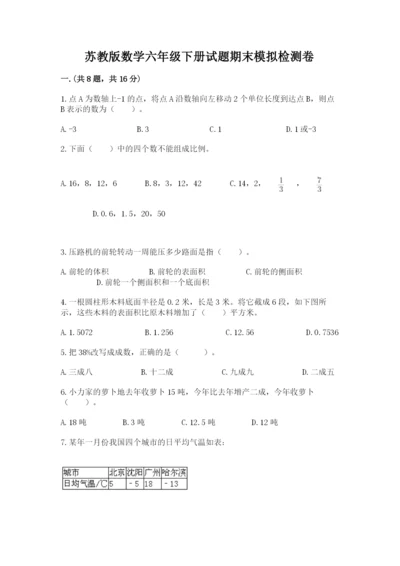 苏教版数学六年级下册试题期末模拟检测卷及答案（全国通用）.docx