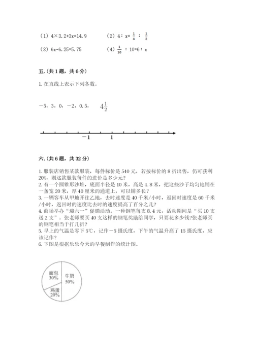 人教版数学六年级下册试题期末模拟检测卷附答案（b卷）.docx