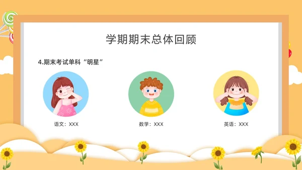 黄色卡通风格小学期末家长会PPT课件