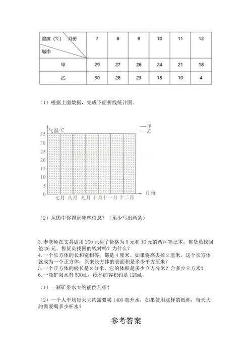 人教版五年级下册数学期末测试卷（名师推荐）word版.docx