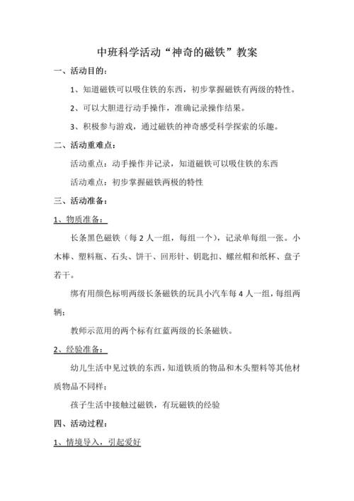 教案中班科学活动神奇的磁铁.docx