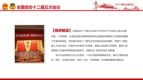 党政大气关注民生聚焦两会党课培训PPT