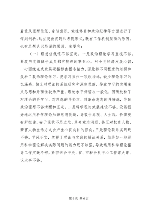 县政府领导班子三严三实对照检查材料思想汇报_1.docx