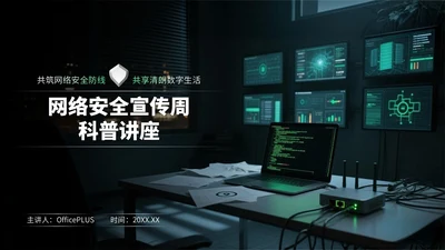 绿色科技风网络安全宣传周科普讲座PPT模板