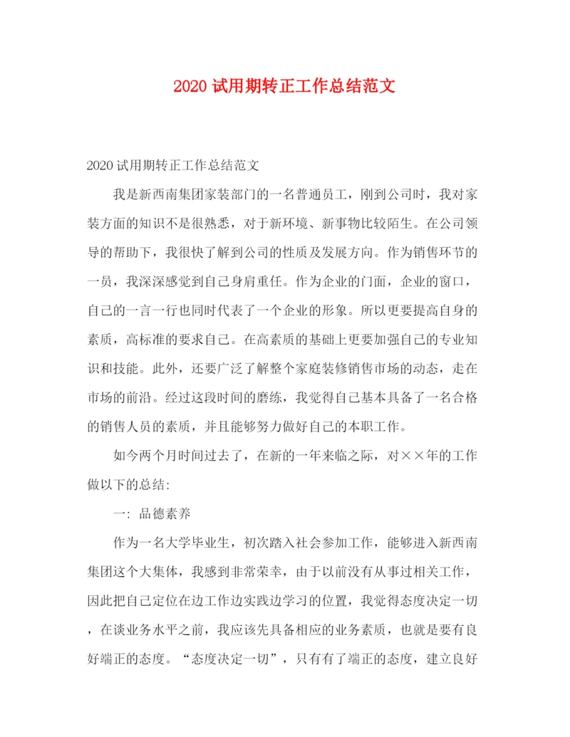精编之试用期转正工作总结范文.docx