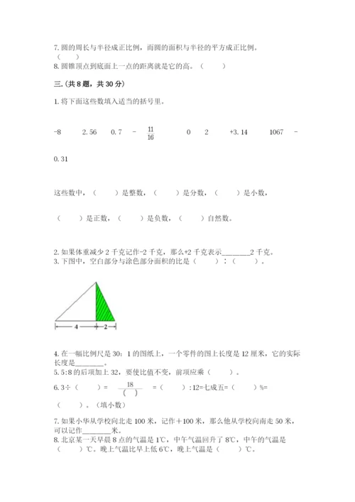 北京版数学小升初模拟试卷含完整答案【名师系列】.docx