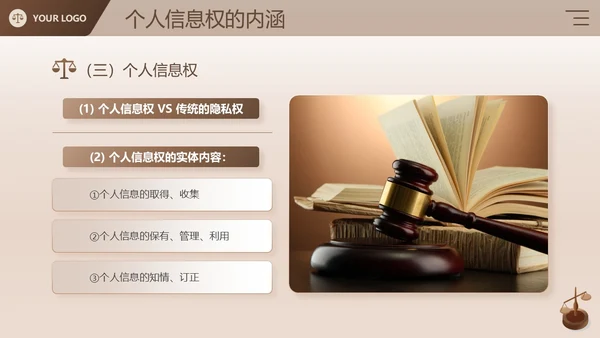 棕色简约商务风企业法律宣传培训个人信息保护法课件PPT模板
