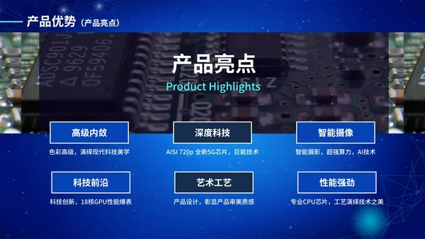 蓝色渐变科技智能产品介绍PPT模板