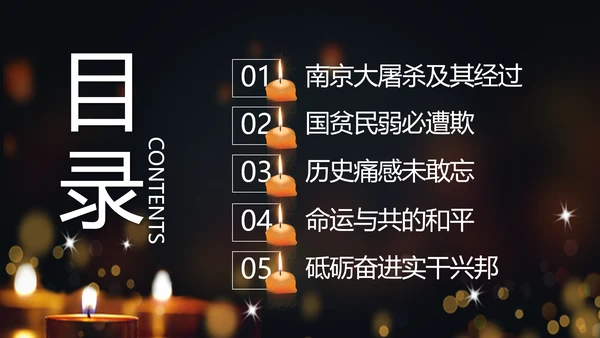 纪念国家公祭日祈福烛光PPT模板