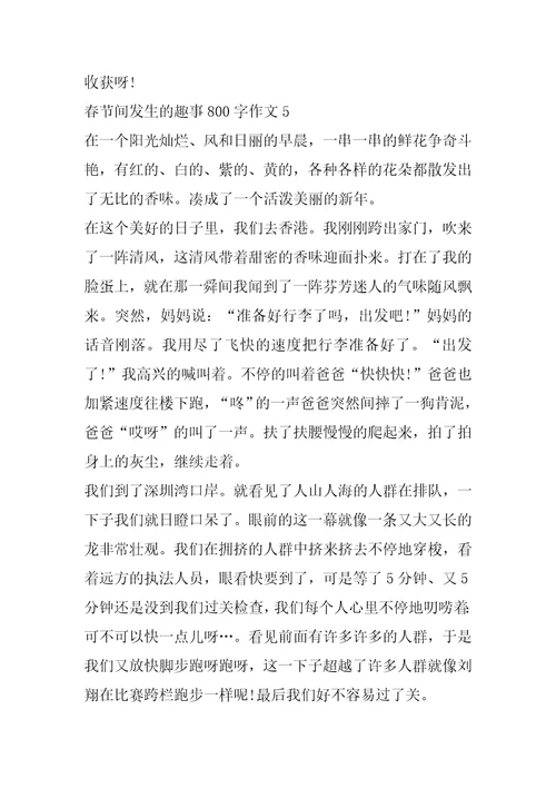 春节间发生的趣事800字作文春节作文