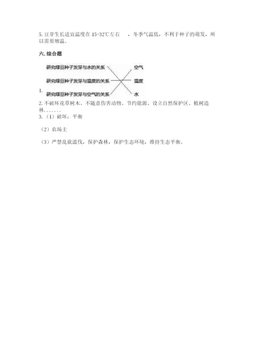 教科版五年级下册科学第一单元《生物与环境》测试卷（真题汇编）.docx