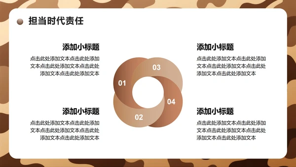 棕色迷彩实景国防主题教育班会课件PPT模板