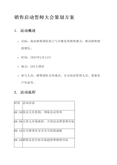 销售启动誓师大会策划方案