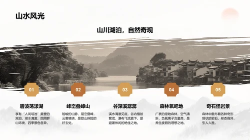 橙色复古风家乡旅游资源介绍PPT模板