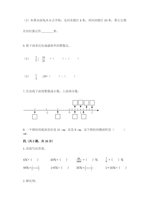 人教版数学六年级下册试题期末模拟检测卷附答案【夺分金卷】.docx