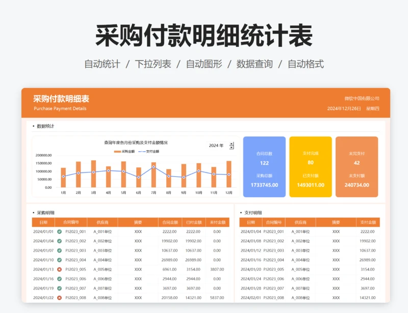 采购付款明细管理表