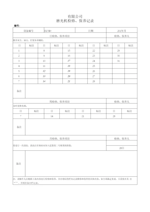 设备维修、维护保养记录表(模板).docx