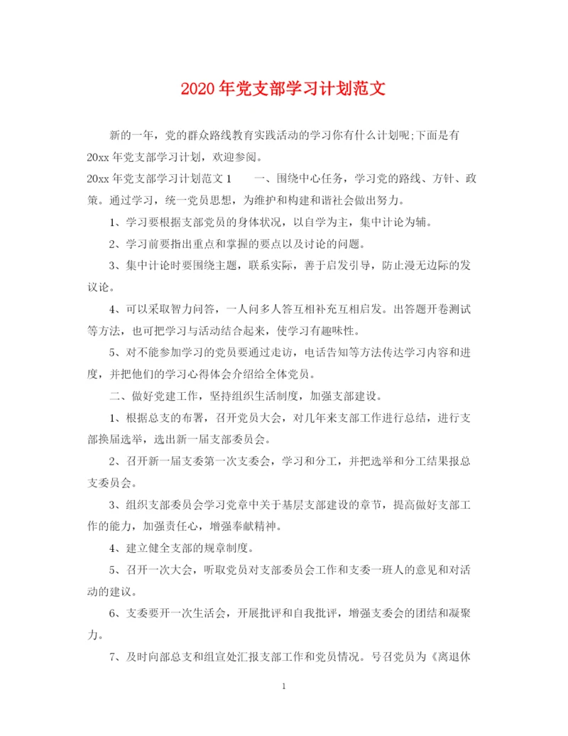 精编之年党支部学习计划范文.docx