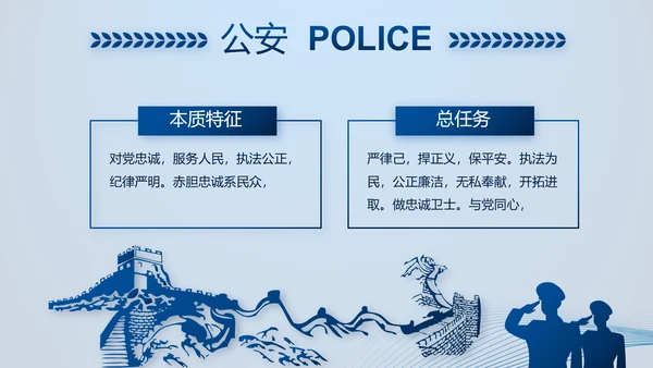 蓝色大气公安部治安管理局动态PPT模板