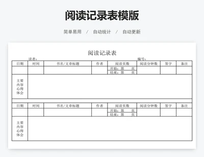 阅读记录表模版
