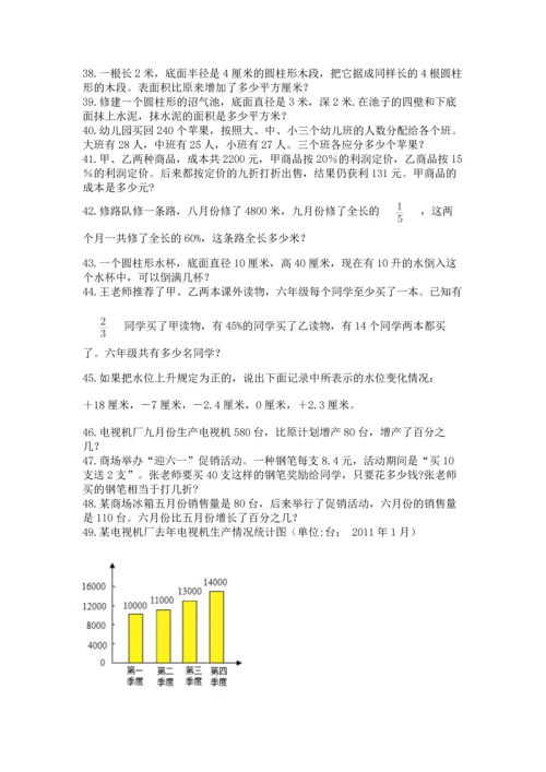 六年级小升初数学解决问题50道a4版.docx